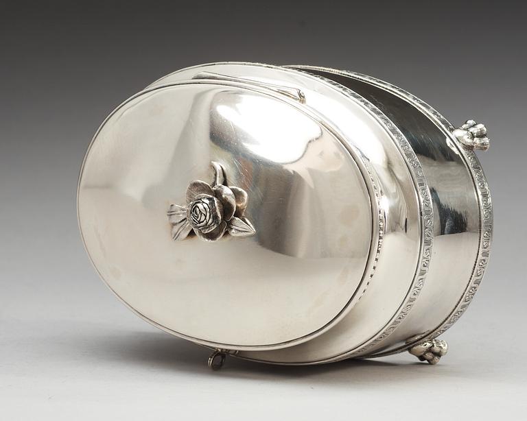 A Swedish 18th century silver sugar-box, makers mark of  Abraham Hallard, Stockholm 1785.