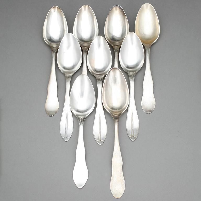 SKEDAR, 9 st, silver, troligen 1800-talets slut samt 1900-tal. Vikt ca 395 g.