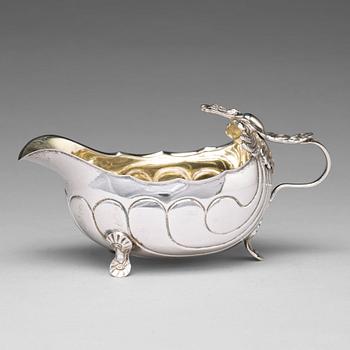 181. A Swedish 18th century parcel-gilt silver cream-jug, mark of Isac Sauer, Stockholm 1765.