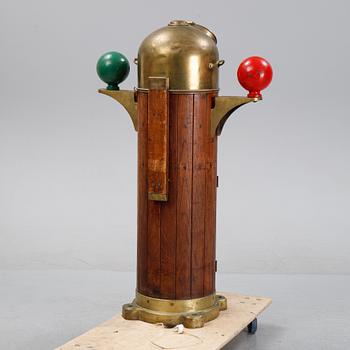 An oak and brass binnacle from Nunotani Keiki Seisakusho Ltd., mid 20th Century.