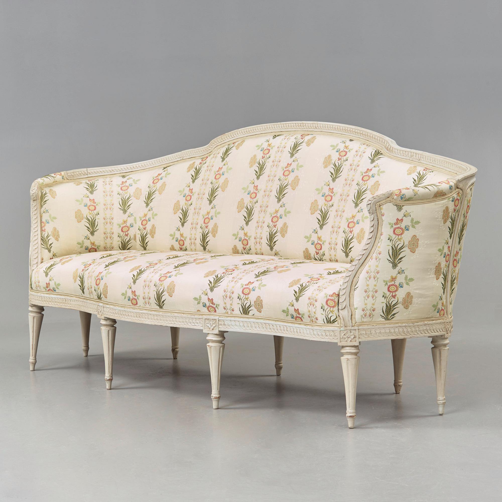 A Gustavian sofa by J E Höglander, master 1777.