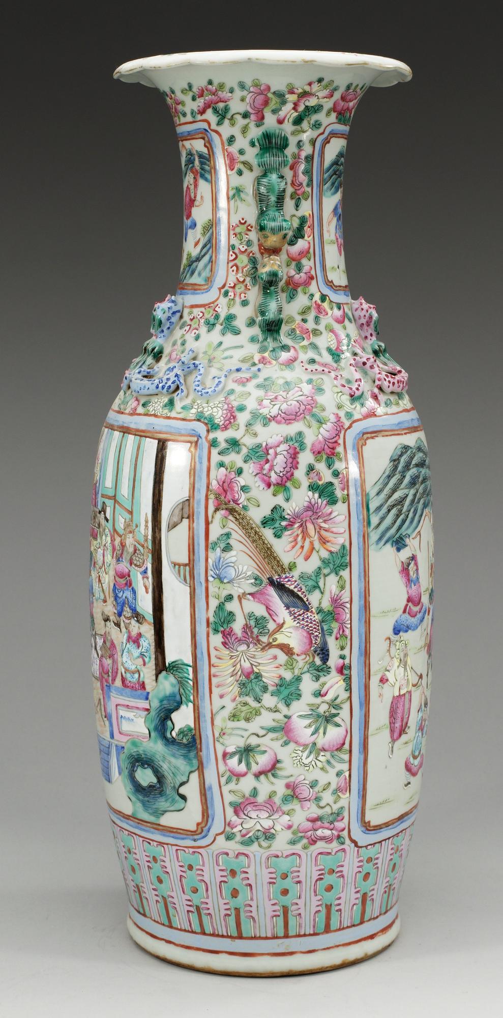 A 19th cent polychrome floor vase, late Qing dynasty.