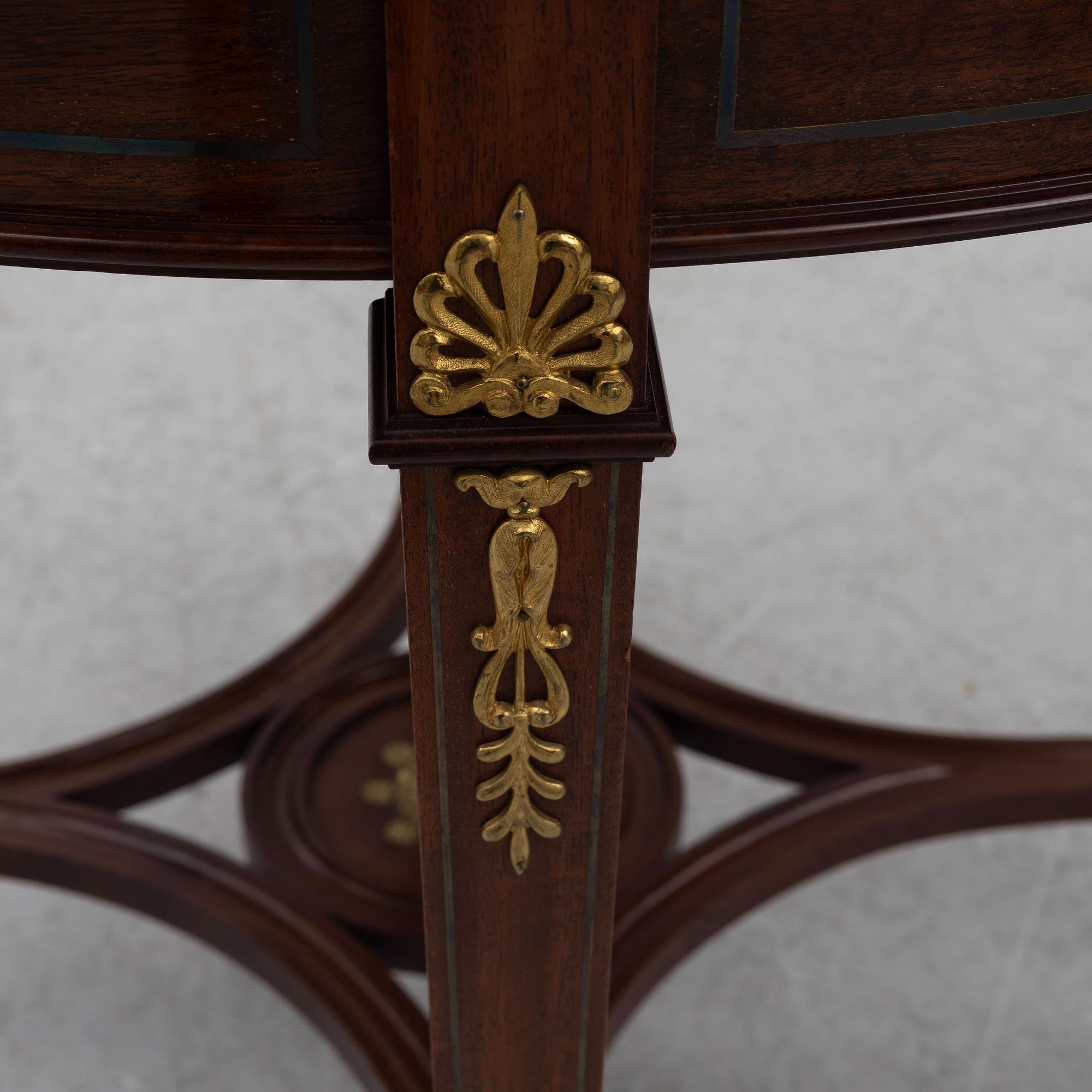 Sofa, 2 chairs, stool, table, Empire style, 5 pieces, 20th century.