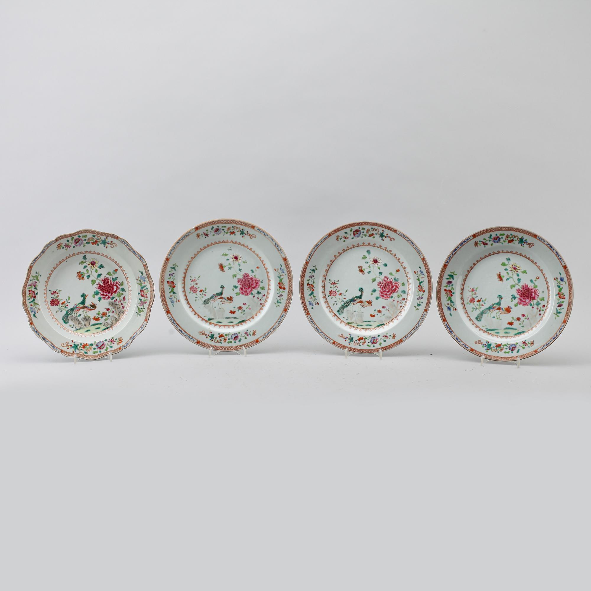 TALLRIKAR, 4 st, porslin, Kina, Qianlong 1736-1795.