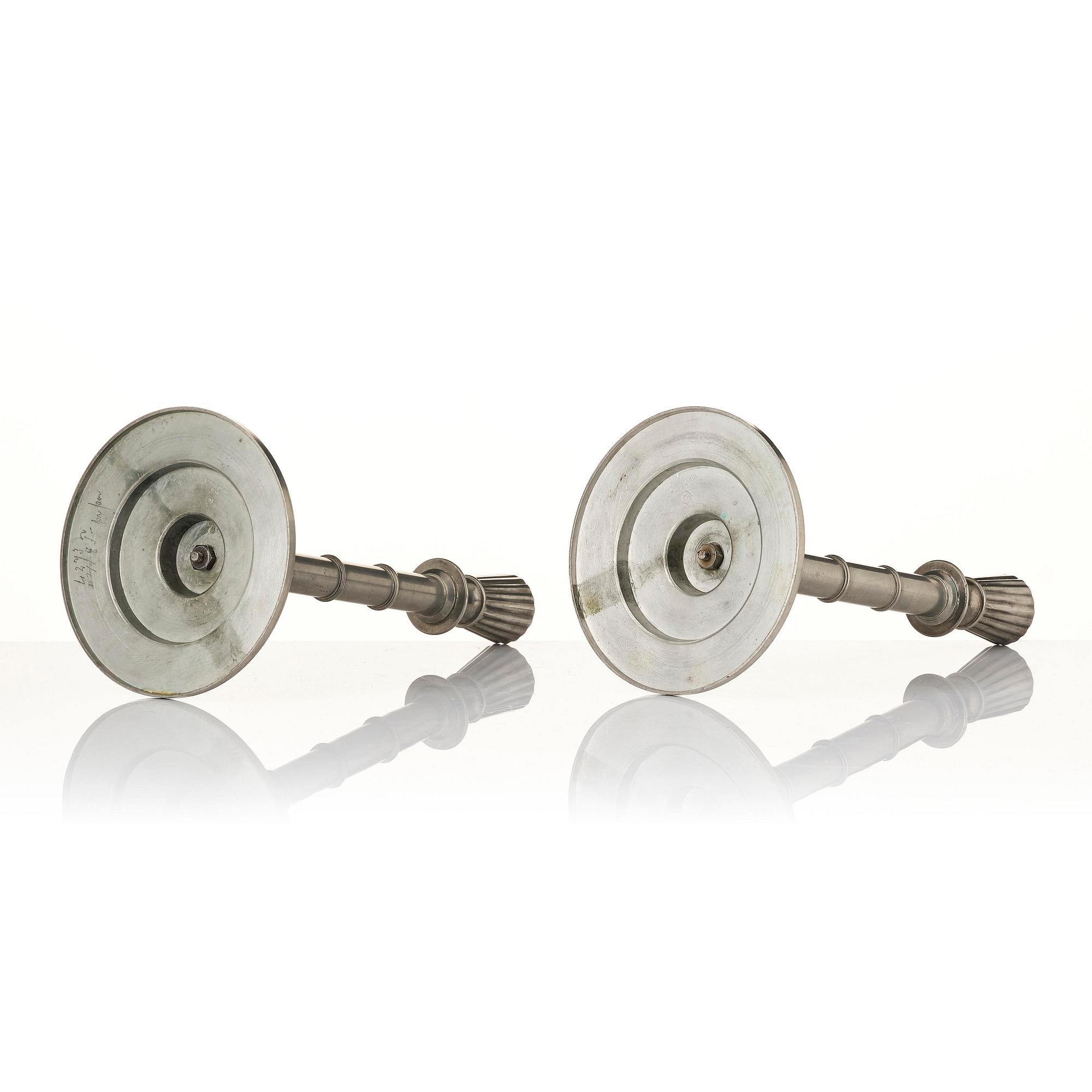 Erik Fleming, a pair of pewter candlesticks, Norrahammars Tenn, 1930.