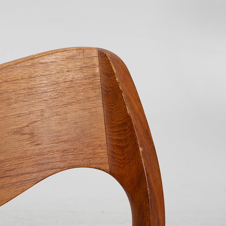 Niels Otto Møller, stolar, 6 st, modell 71, J.L. Møllers Møbelfabrik, Danmark, 1950/60-tal.