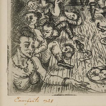 Eduard Wiiralt, "Sööming (Orgia)".