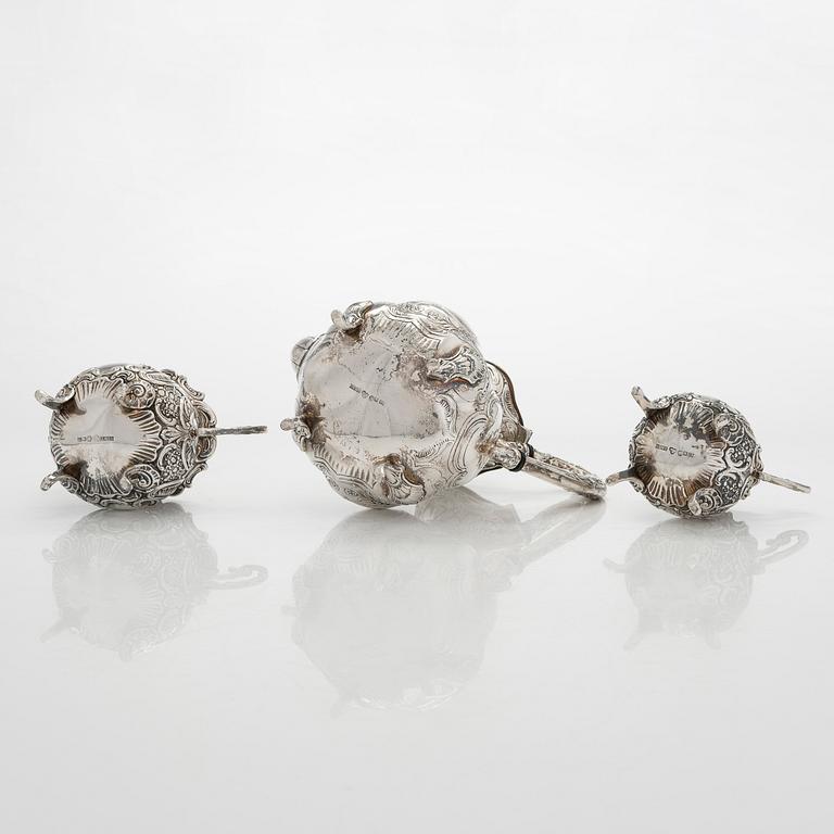 Kaffeservis, 3 delar, silver, rokokostil, GEWE, Malmö 1959.