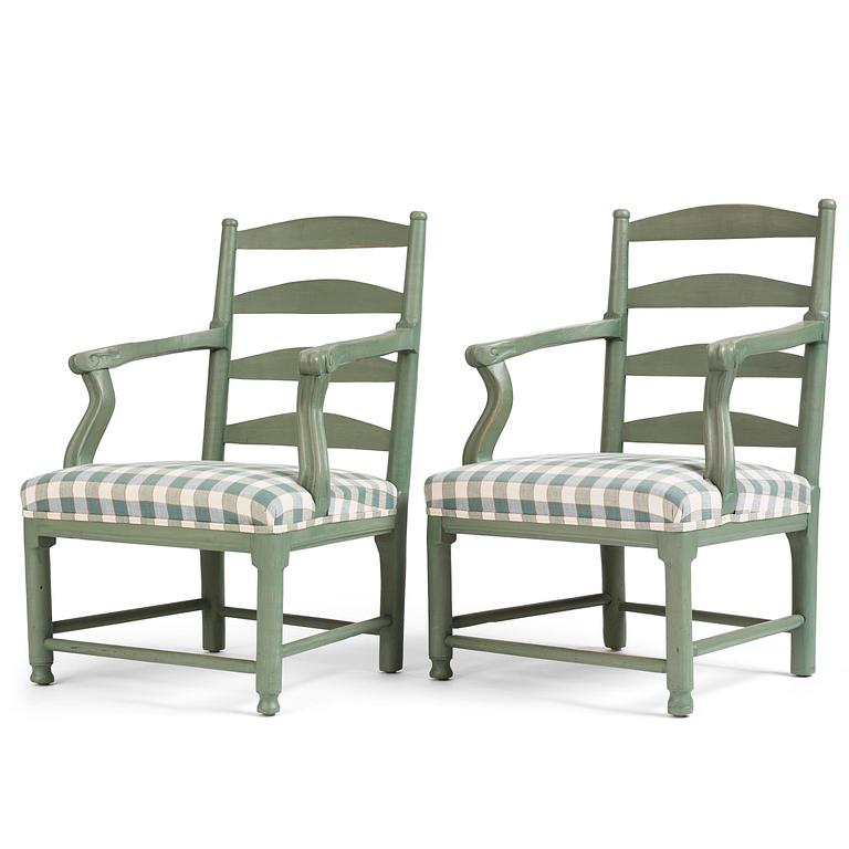 A pair of Gustavian 'Gripsholm' ladder-back armchairs, late 18th century.