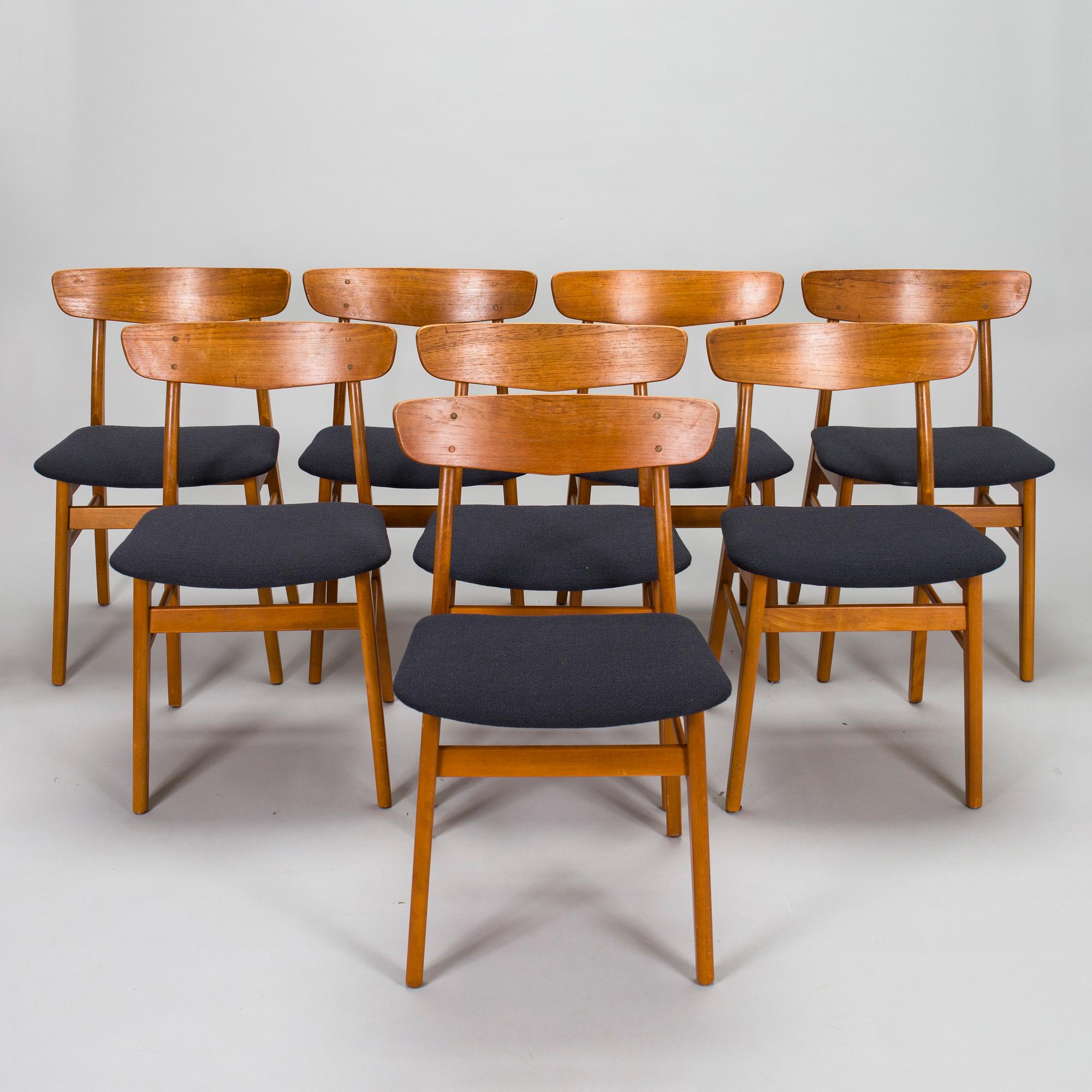 Stolar, 8 st, Danmark 1900-talets mitt.