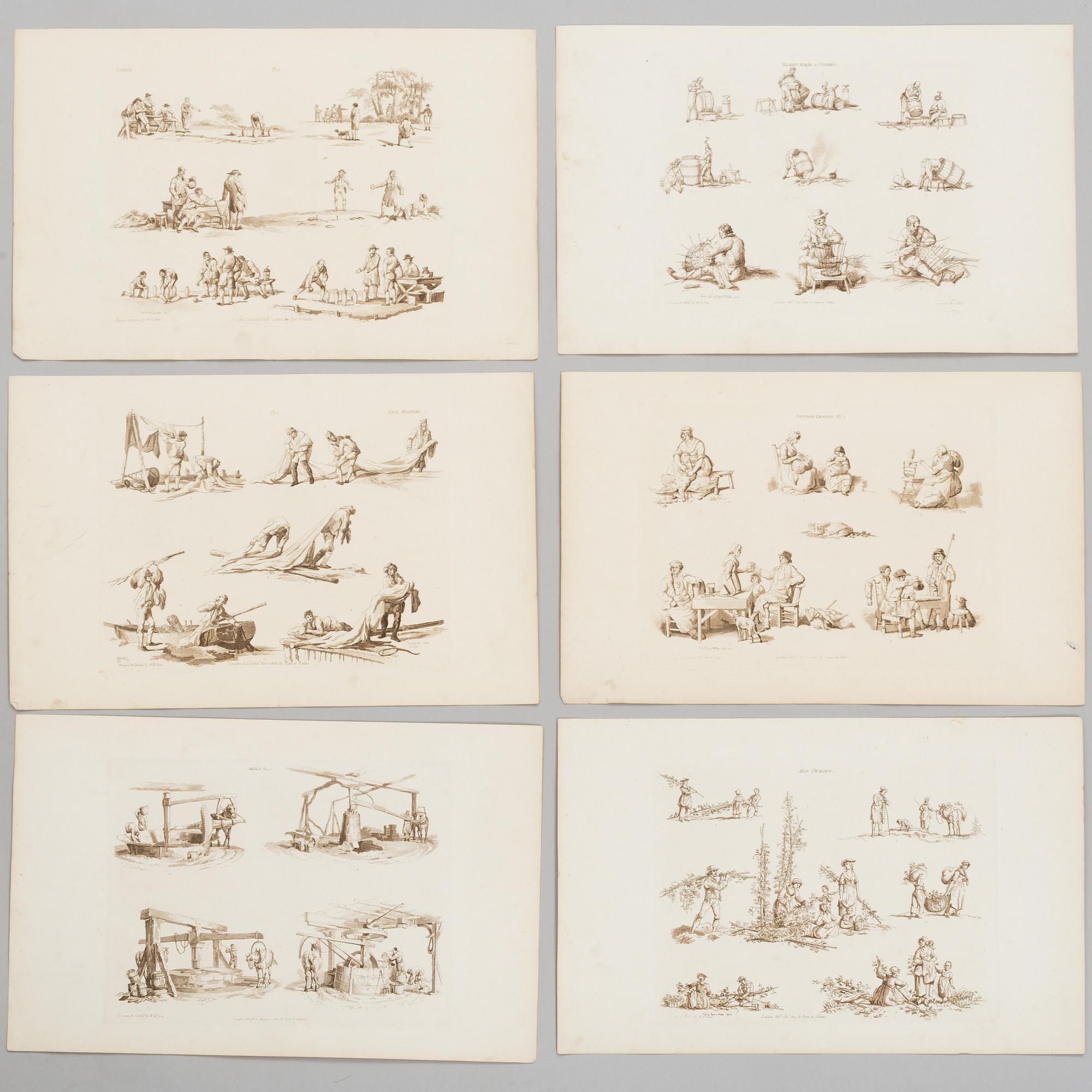 WILLIAM HENRY PYNE, after, 20 etchings, early 19th century.