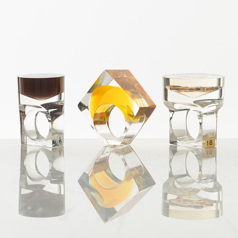 Siv Lagerström, three acrylic rings, 1970s.