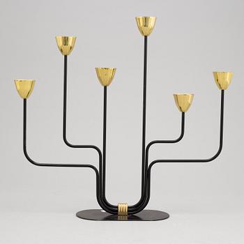 Gunnar Ander, a brass and metall six-light candelabra from Ystad Metall.