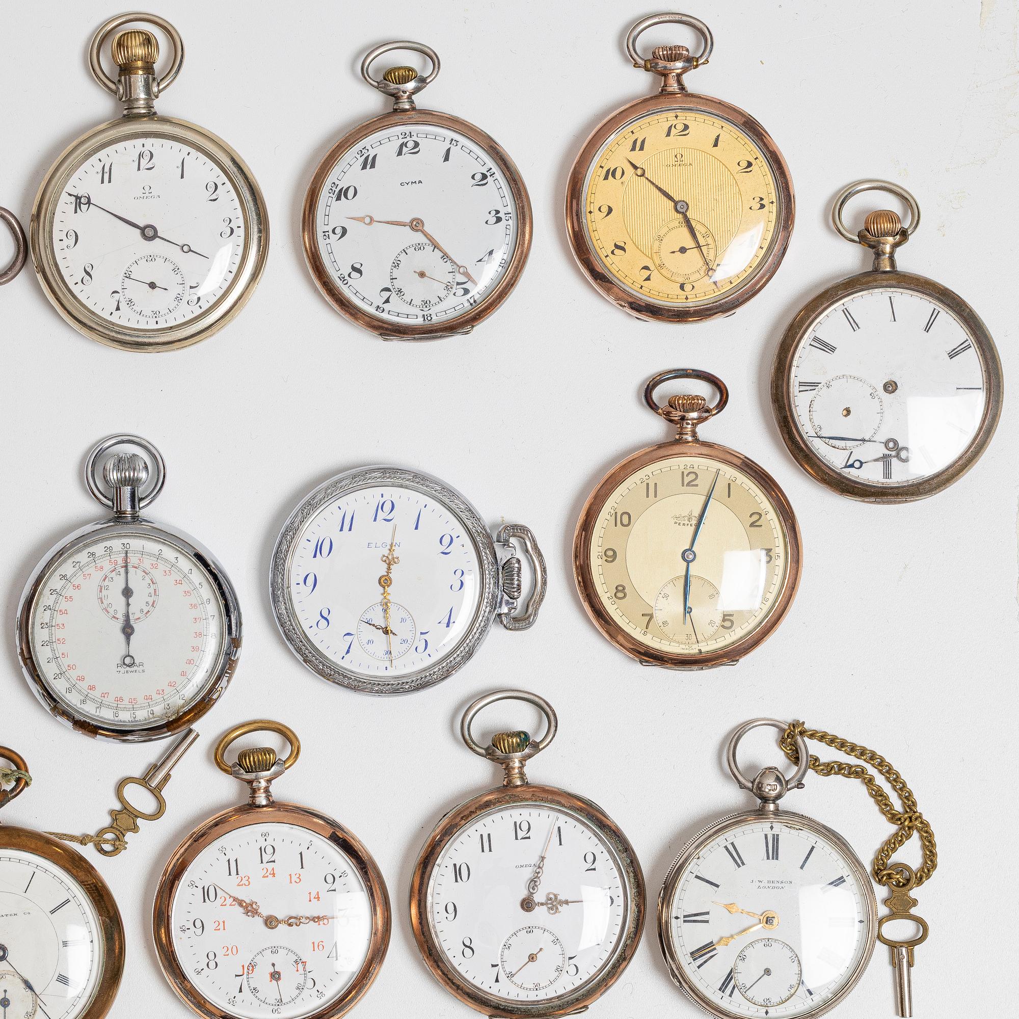 Collection of pocket watches, 63 pieces, "No reserve", various materials.