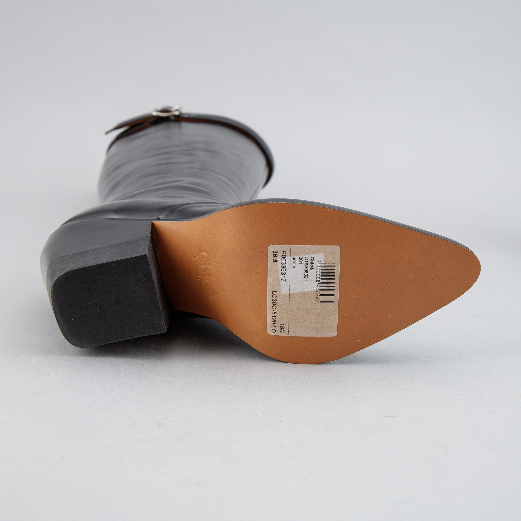 Chloé, a pair of black leather 'Serina' boots, size 36½.