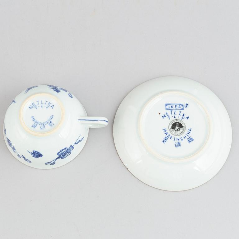 Kaffekoppar med fat, 12 st, "Nejlika", IKEA, 1700-talsserien, 1990-tal.