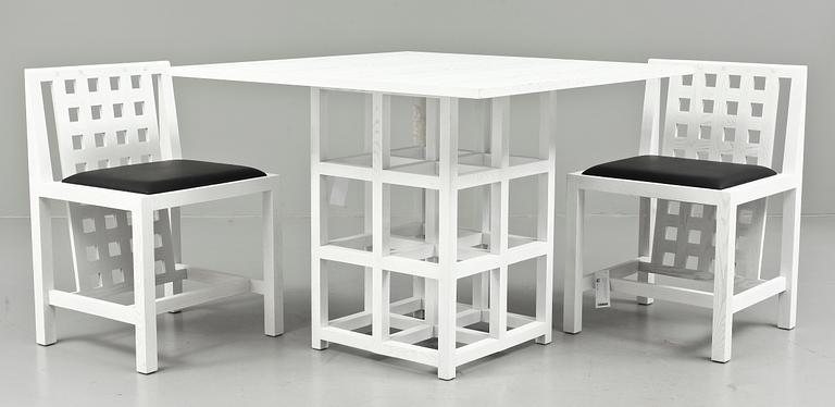 STOLAR, ett par, "Candida chair" samt BORD, "Square gateleg table", efter Rennie Mackintosh, Heart of Denmark, 2000-tal.