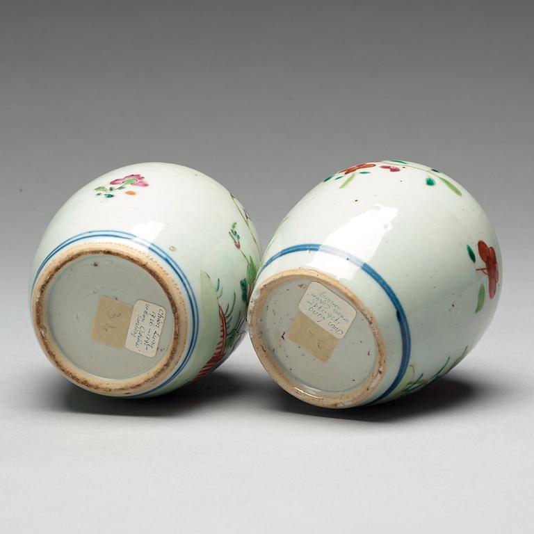 Two famille rose caddies, Qing dynasty, 18th century.