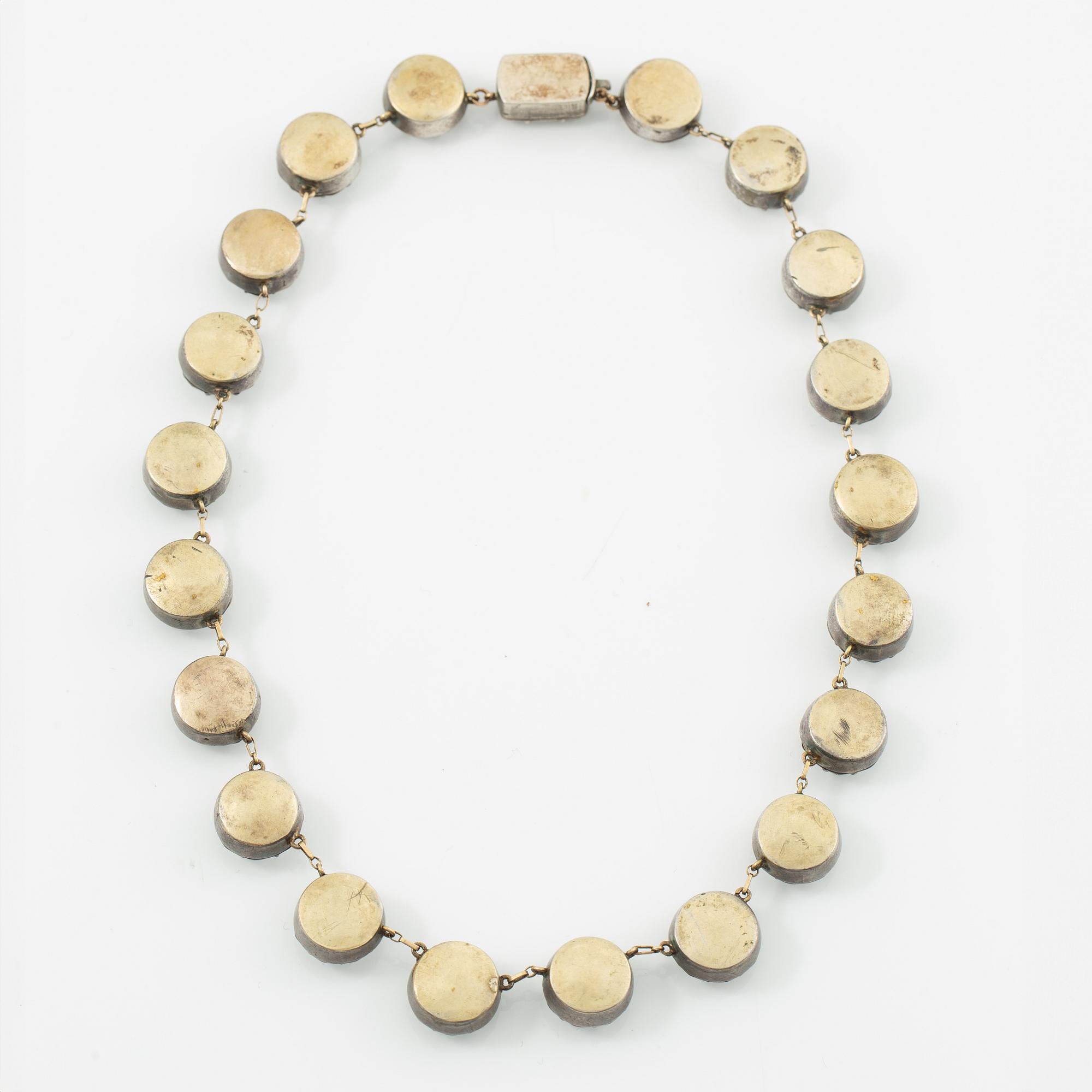 Silver necklace with paste, 19th century.