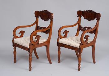 A PAIR OF ARMCHAIRS.