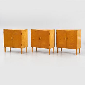 Three birch-veneered cabinets, 1930's/40's.