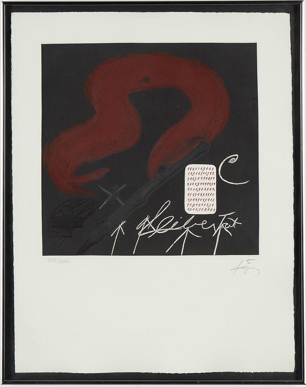 Antoni Tàpies, färgetsning, signerad XXXI/LXXXII.