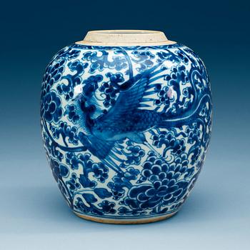 1897. A blue and white jar, Qing dynasty, Kangxi (1662-1722).