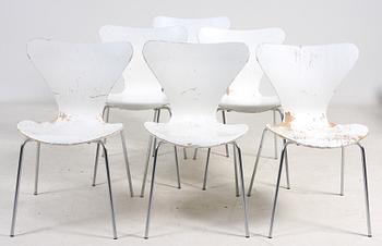 STOLAR, 6 st, "Sjuan" av Arne Jacobsen för Fritz Hansen, bl a 1971.