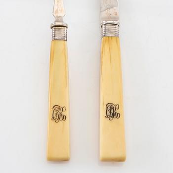 Mappin & Webb fish cutlery 24 + 2 dlr sterling silver Sheffield 1903.