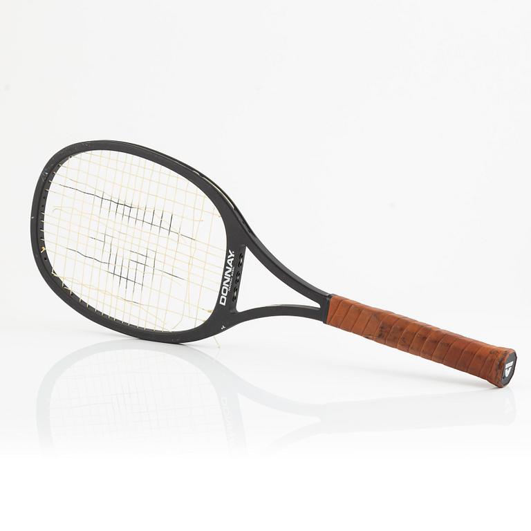 Tennis racket, Signed by Björn Borg. Donnay. Customized wood raquet, Over Size.