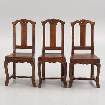 Three late Baroque chairs, 18th cetury.