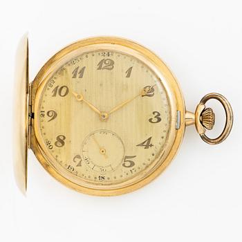 Pocket watch, 14K gold, hunter, 51.5 mm.