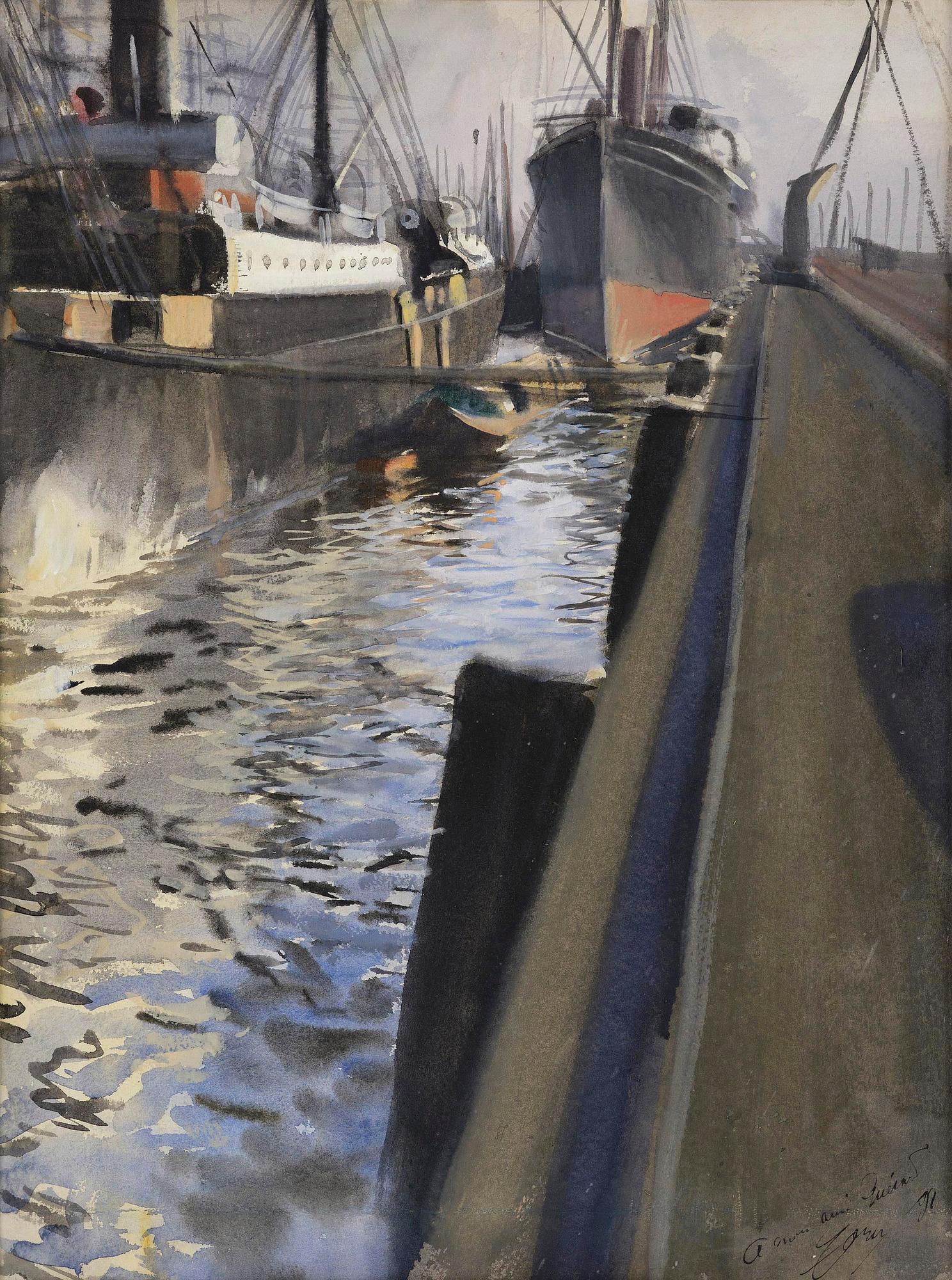 Anders Zorn, "I Hamburgs hamn".