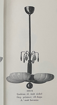 Harald Notini, taklampa, modell "10363", Arvid Böhlmarks Lampfabrik, Stockholm, 1930-tal.