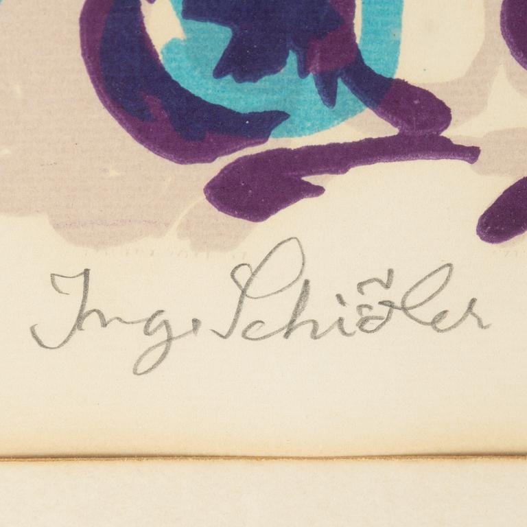 Inge Schiöler, lithograph in colours, signed provtryck.