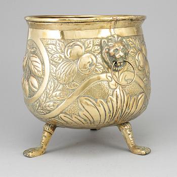 A 19th century brass flower pot.