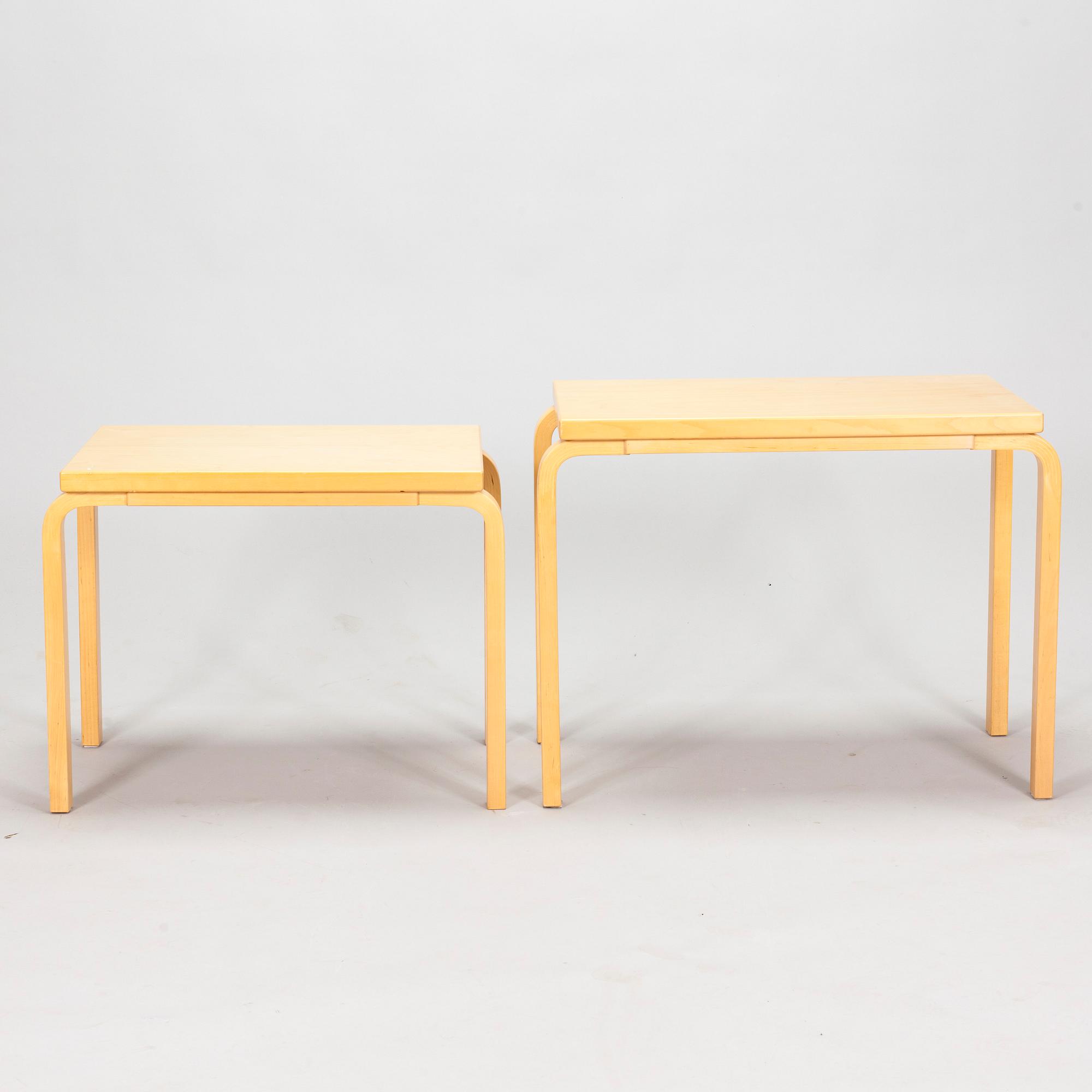 Alvar Aalto, two side tables, Artek, Finland 1980s.