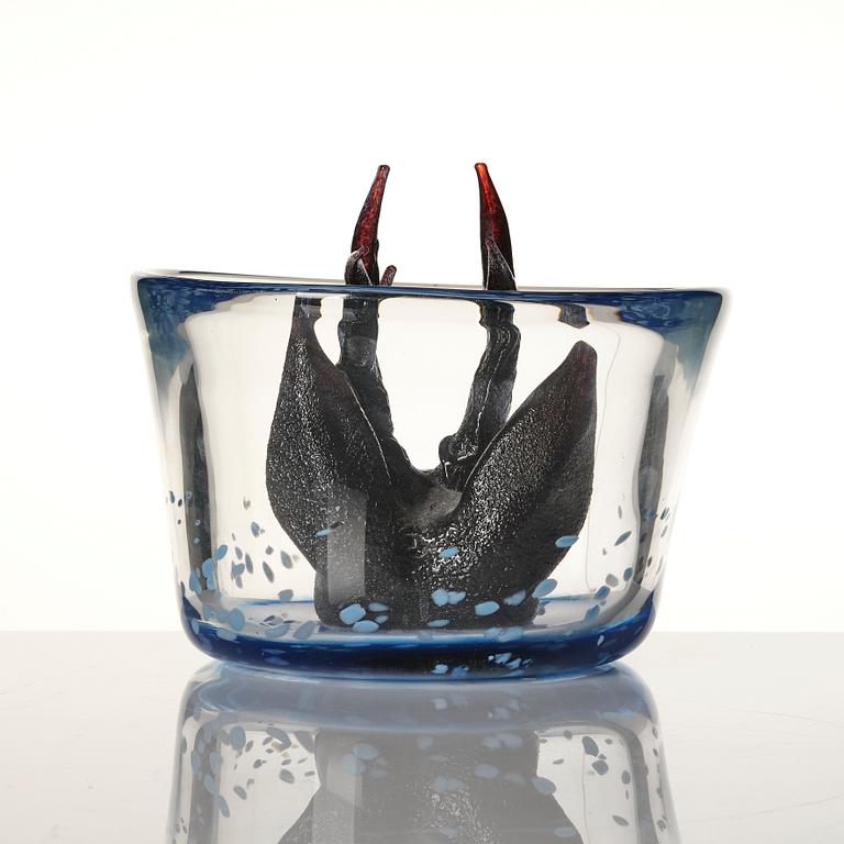 Ernst Billgren, a glass sculpture "Swimming Deer", in wooden box, Kosta Boda, Sweden, lim. ed. 23/30.