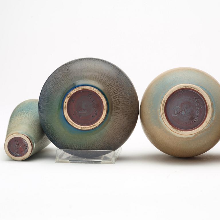 Berndt Friberg, a set of eight stoneware vases, Gustavsberg Studio 1942-61.