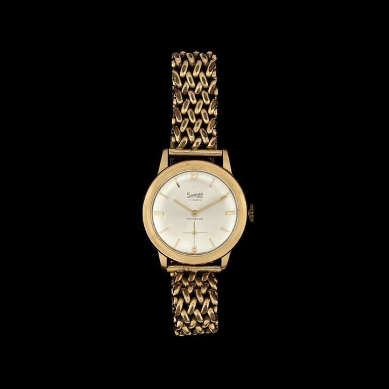 ARMBANDSUR, herr, Sabina, manuell, 18k guld. 1940-tal.