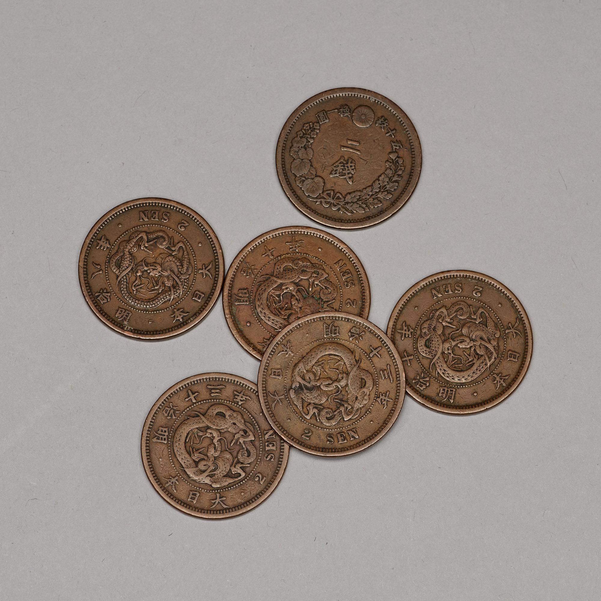 A set of silver and copper coins, late Qing dynasty, China