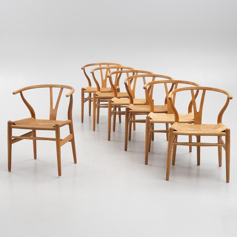 Hans J. Wegner, stolar, 7 st, CH 24, "Y-stolen" Carl Hansen & Son, Danmark.