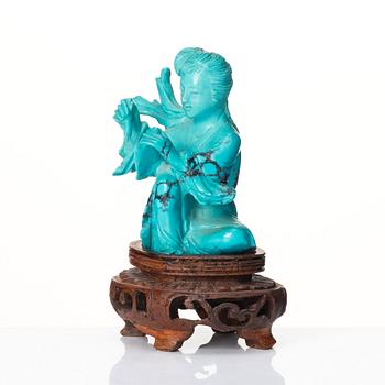 A Chinese turquoise stone figure, 20th century.