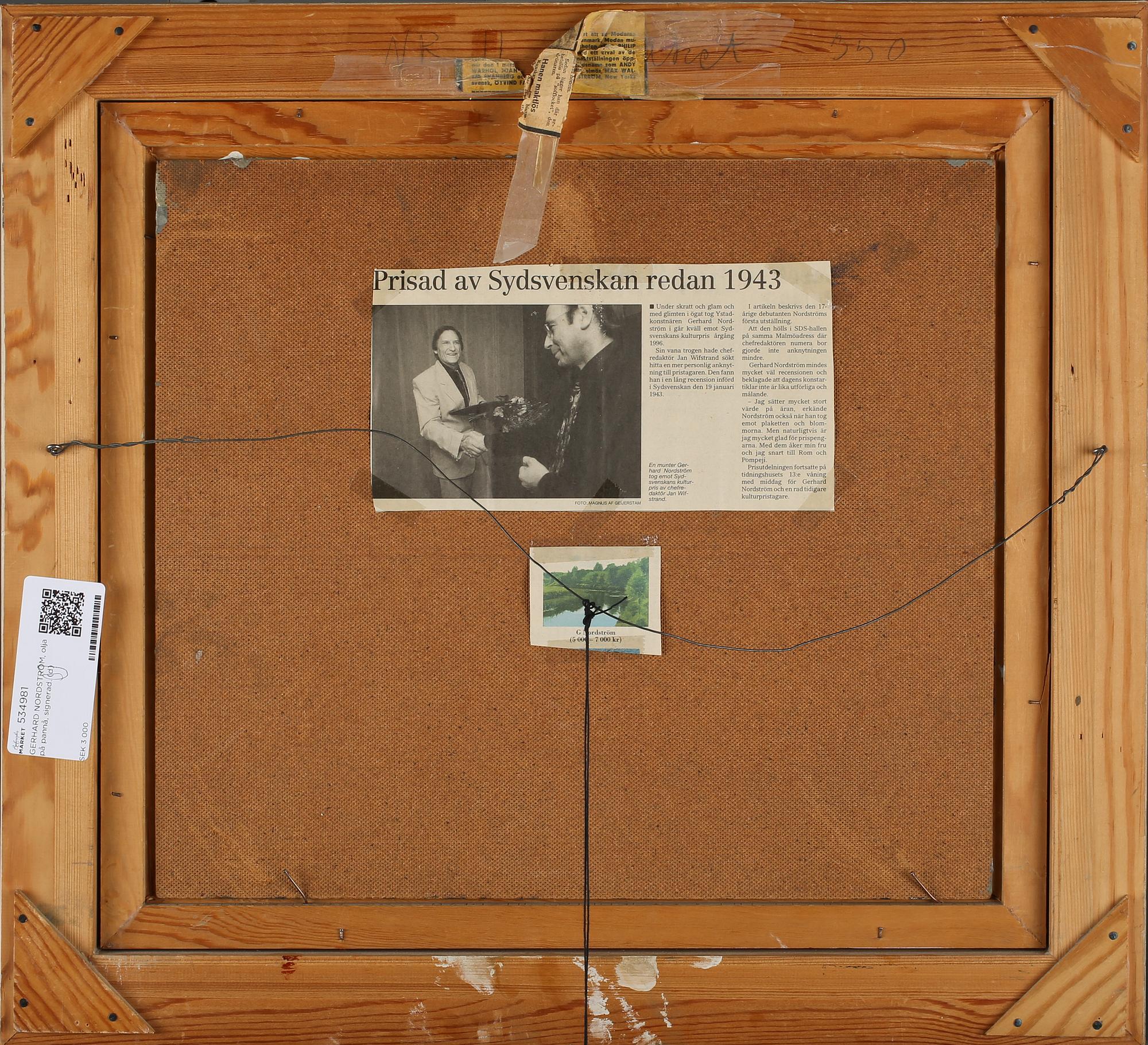 GERHARD NORDSTRÖM, olja på pannå, signerad.