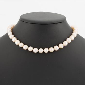 Necklace with cultured pearls.