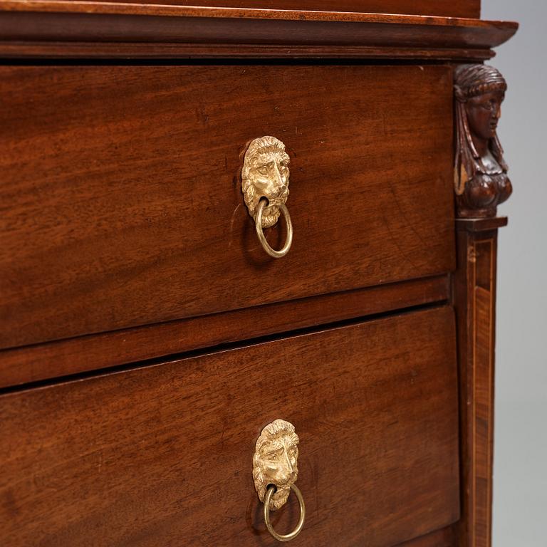 A late Gustavian mahogany and ormolu-mounted writing commode attributed to J.F. Wejssenburg (master 1795-1837).