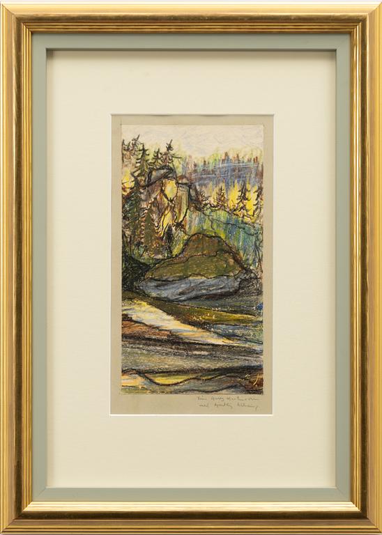 Harry Martinson, Landscape with trees and mountains.