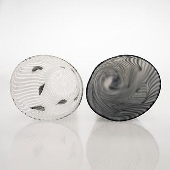 Kerttu Nurminen, two vases, signed Kerttu Nurminen Nuutajärvi, 18/99 and 63/99.