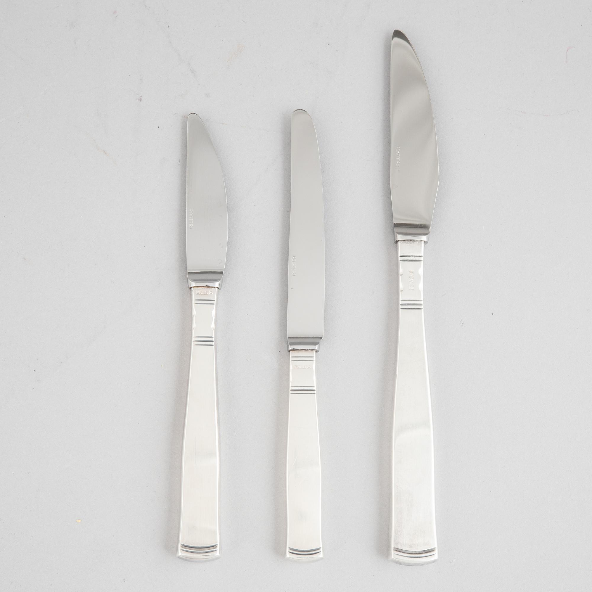 Jacob Ängman, 37 silver knives, model 'Rosenholm', GAB.