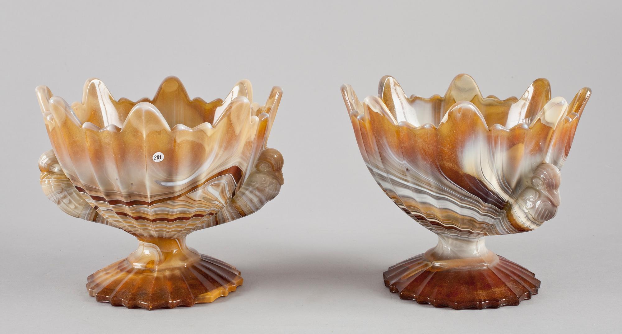 SKÅLAR, ett par, glas, Art Deco, 1900-talets första hälft.